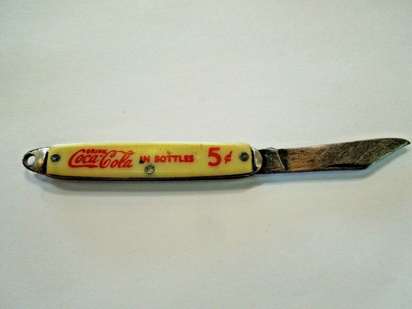 Vintage "DRINK Coca-Cola IN BOTTLES 5 Cent" Key Chain Pocket Knife, U.S.A.
