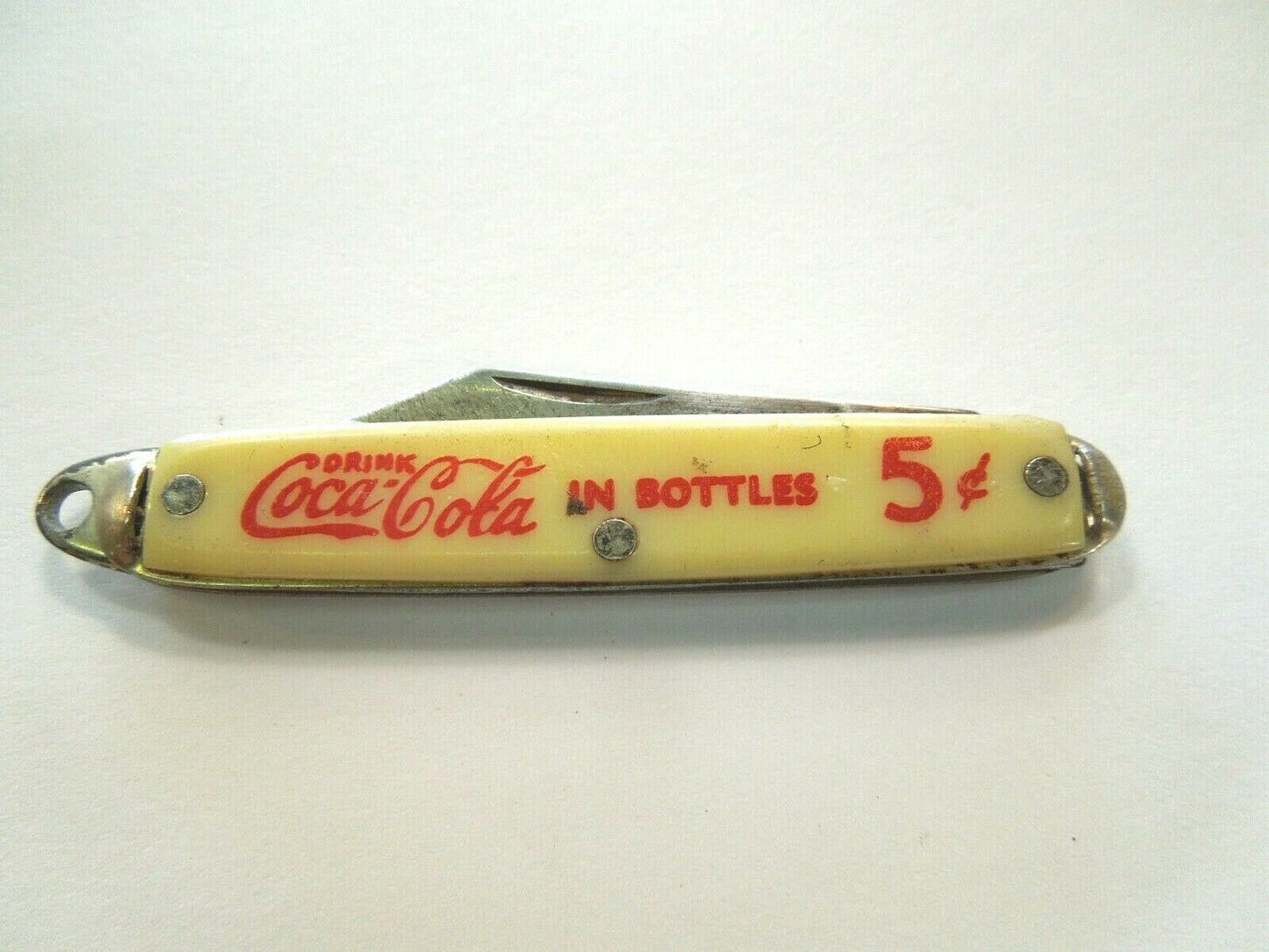Vintage "DRINK Coca-Cola IN BOTTLES 5 Cent" Key Chain Pocket Knife, U.S.A.