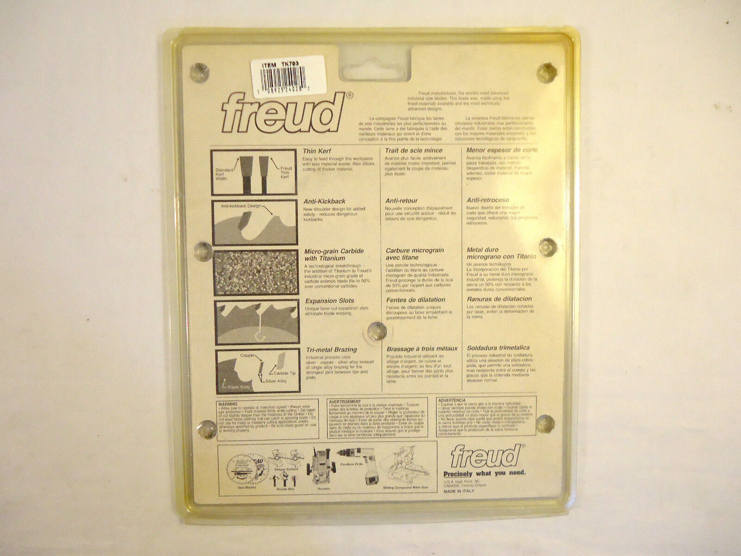 Freud Non-FerrousTK703, 7-7 ¼”, 56 Tooth, Hook Angle Saw Blade, NEW.
