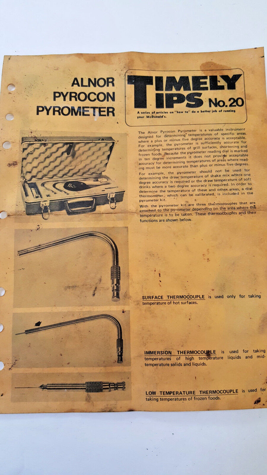 Alnor Pyrocon Pyrometer, Thermometer 0-580° Degrees W/Accessories, Used, USA