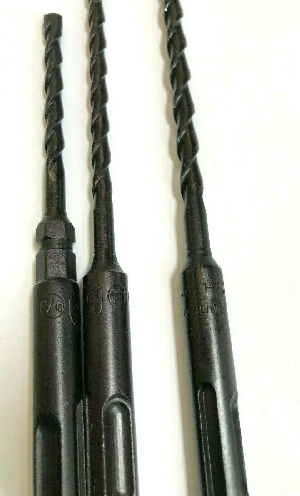 Bosch 3-Piece SDS-Plus Rotary Hammer Drill Bit Lot, .202"; 3/16"; 1/4"
