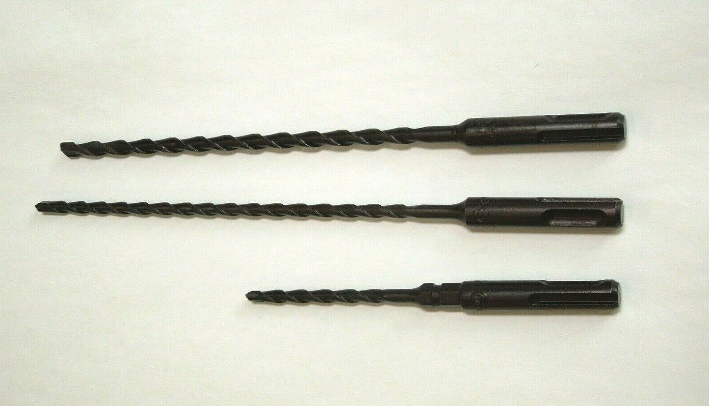 Bosch 3-Piece SDS-Plus Rotary Hammer Drill Bit Lot, .202"; 3/16"; 1/4"