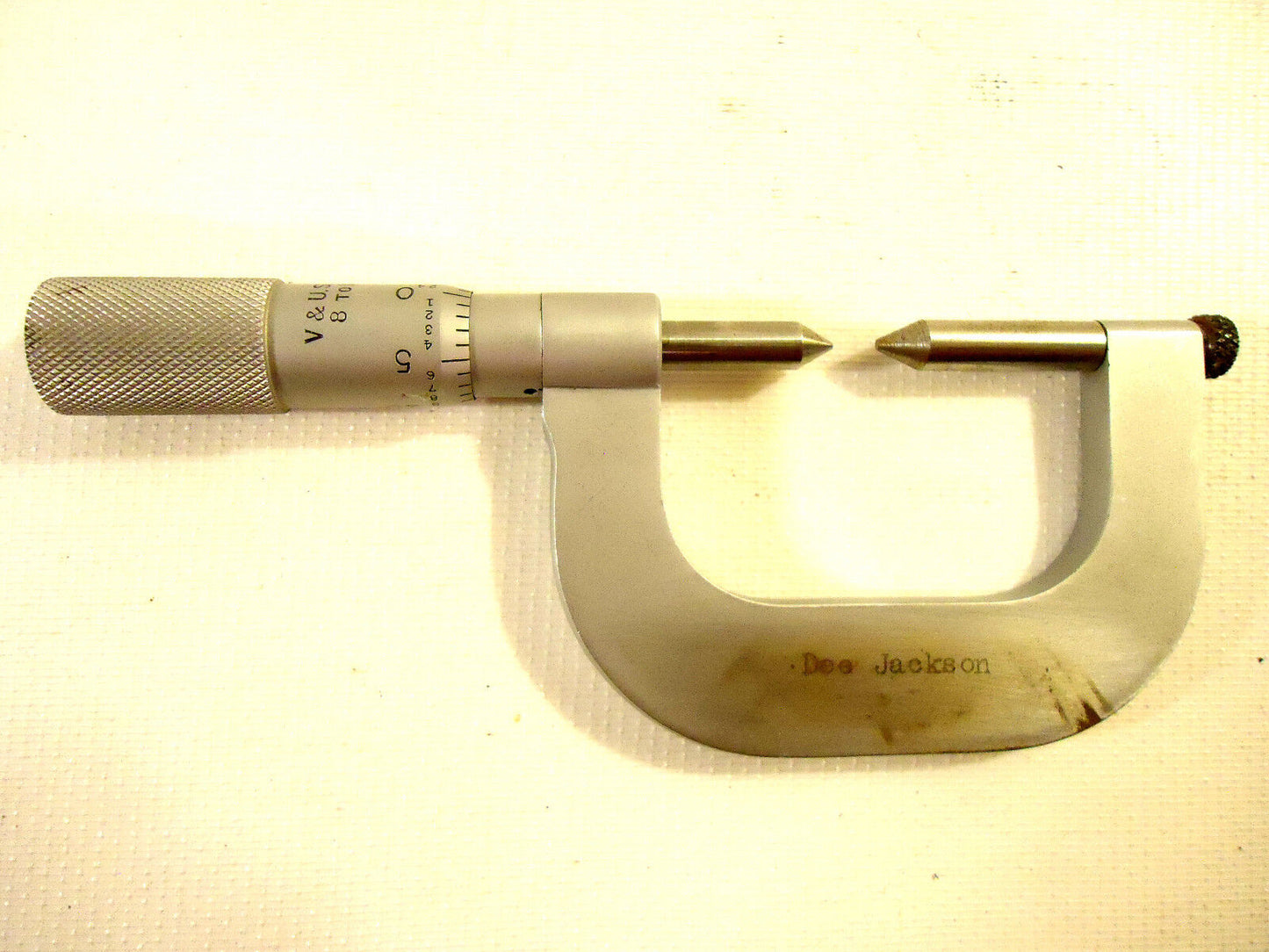 Starrett Thread Micrometer # 585, Measures V & US Std Threads, 8-13 Pitch, Used.