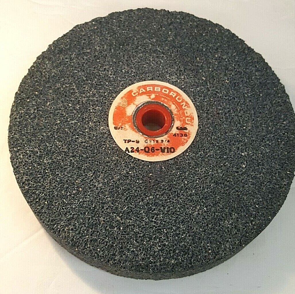 CARBORUNDUM GRINDING WHEEL 24 GRIT 6" X 1" X 3/4", A24-Q6-V10, 1 RECESSED SIDE