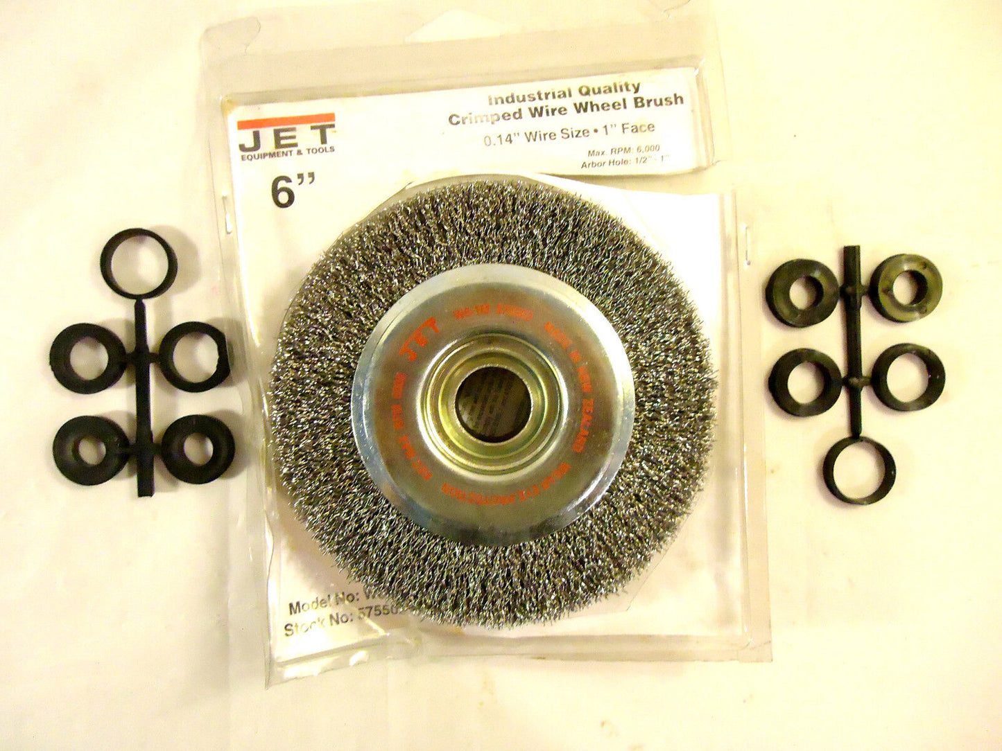 6 "Bench Grinder Wire Wheel, 1" Face / Width, W/5 pr. Bushings, Jet Equip., New.