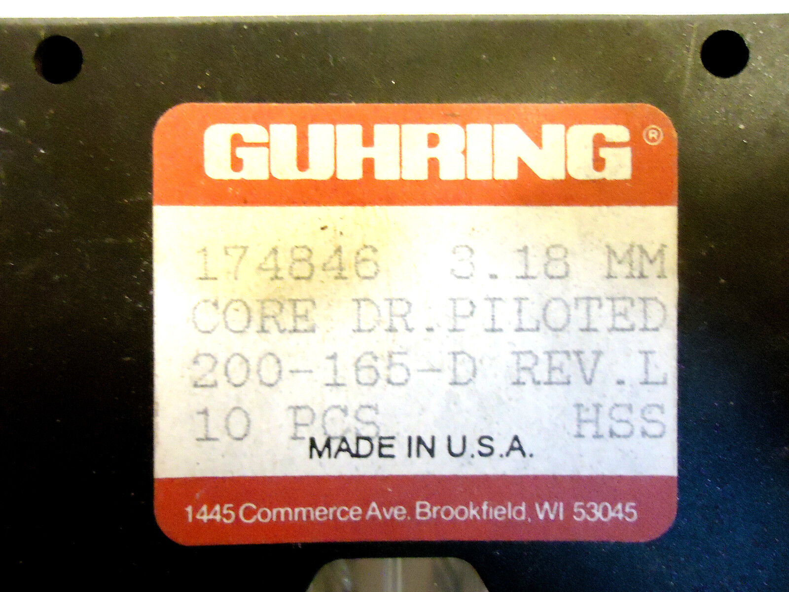 GUHRING Core Drill Bits, 10 pcs, 3.18mm (1/8”-0.1251968503937008”), Left Handed