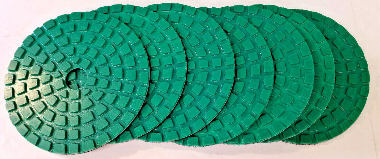 5" Resin Diamond Discs, 7 Pieces, 50 Grit, Hook & Loop Backing, 3/4" Center Hole