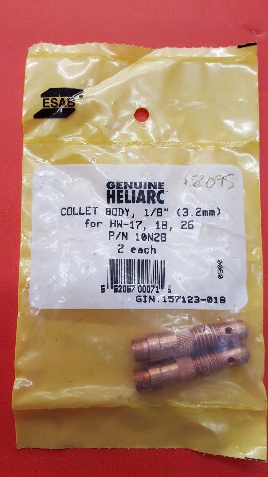 Genuine ESAB Heliarc TIG  Collet Body for HW-17,18, 26 Torches (Various Sizes)