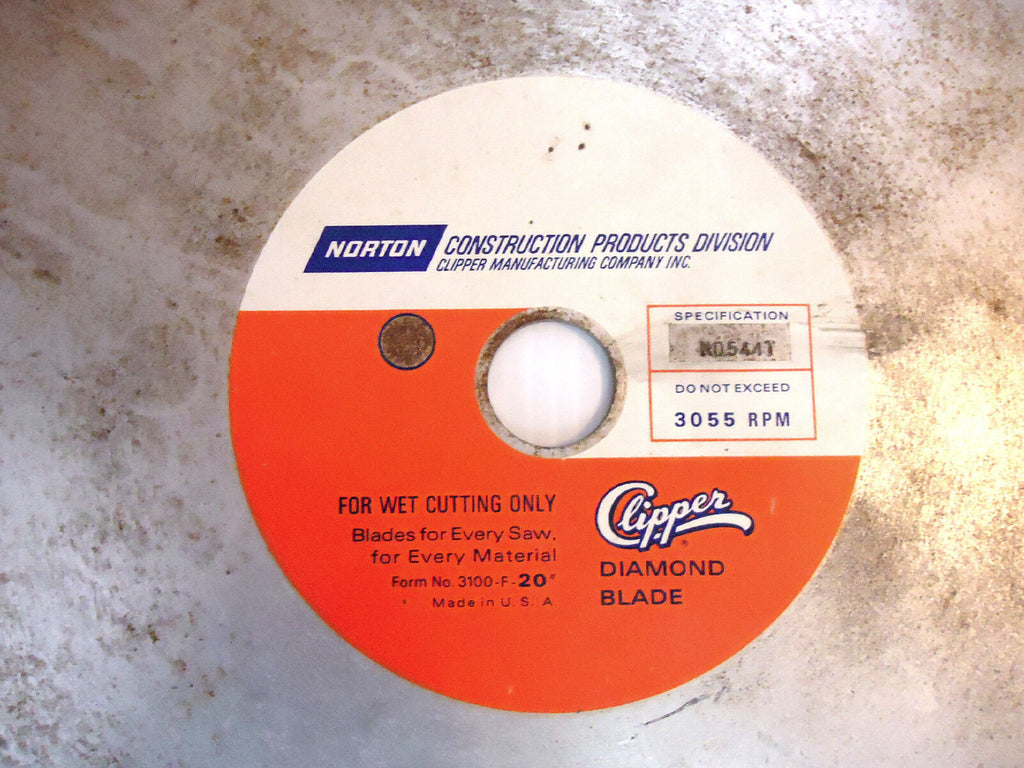 Diamond Blade, 20”, Norton Clipper, USA, Segmented, Wet, New/Other.