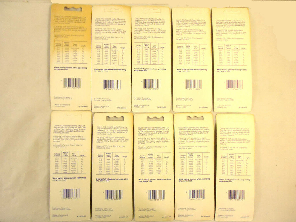 Disston Bi-Metal 4" Reciprocating Saw Blades, Universal Shank, Bi-Metal, New.