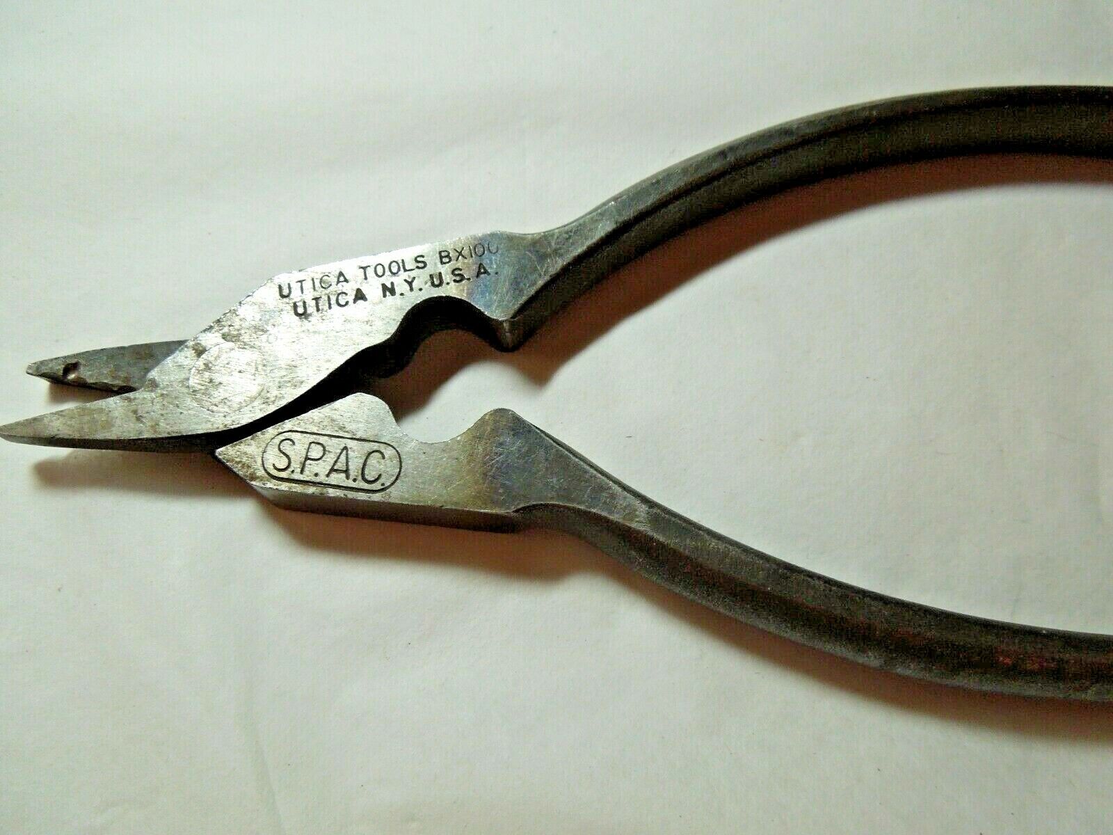 Vintage UTICA TOOLS BX100, BX Conduit Electricians Pliers, S.P.A,C., PAT. 1934