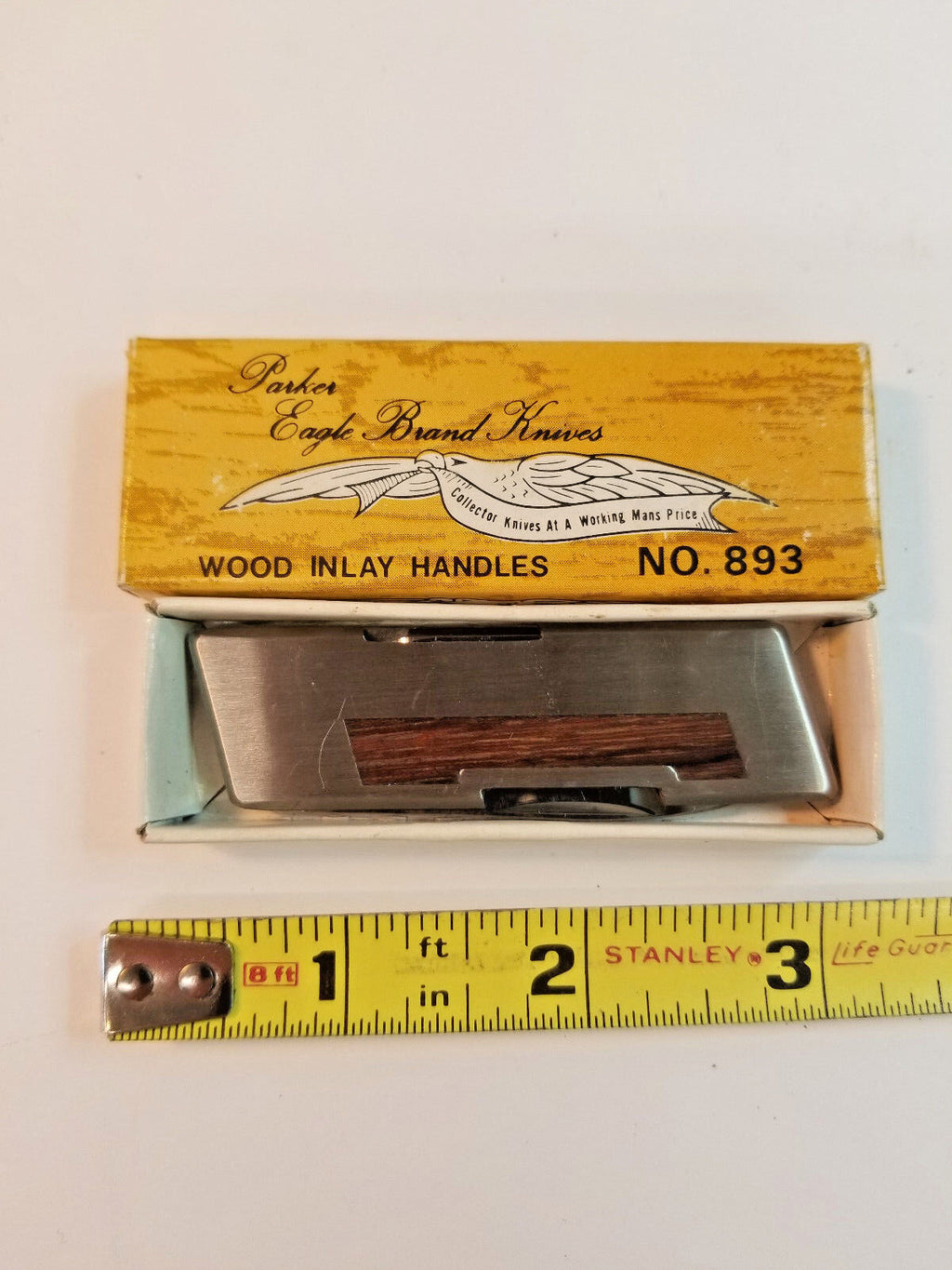 VTG Parker Eagle 3 Blade Knife, NEW in Box, # 893, Wood Inlay Handle, FreeShip