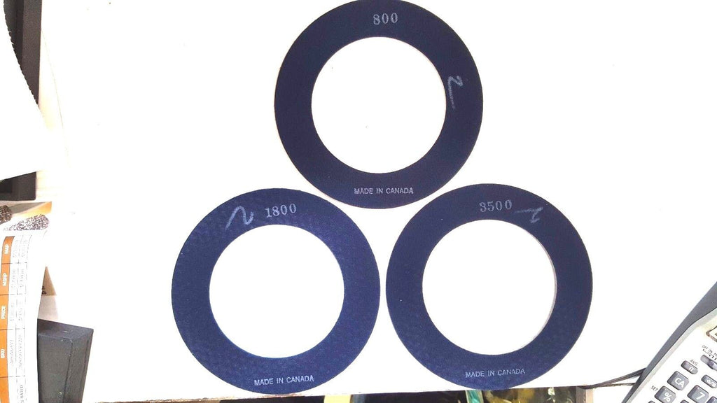 Diamond Resin Polishing Pads, 7-3/4” with 5” Arbor Hole, Hook & Loop Backing