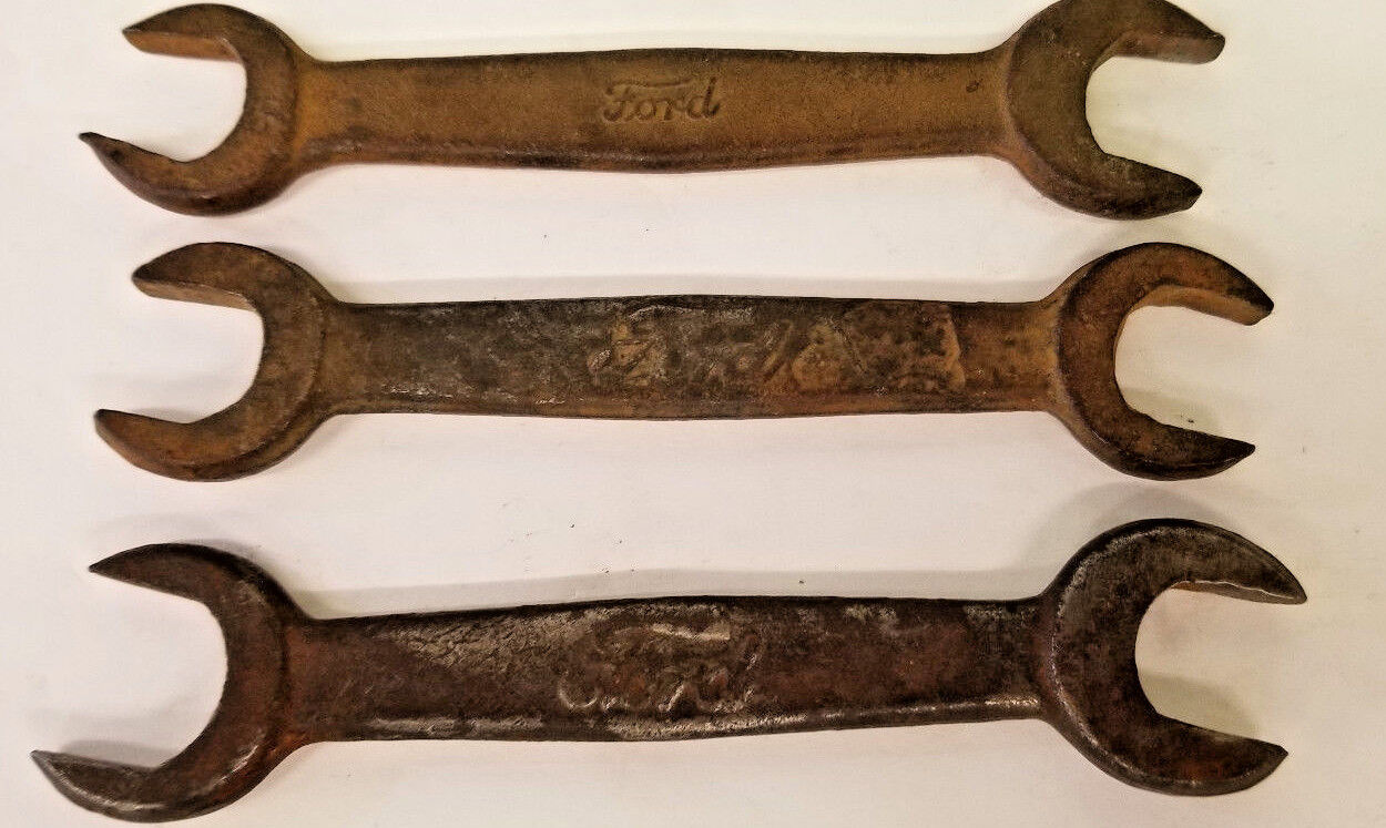 Vintage Ford  T-1917 Model-T Double Open End Wrenches 3pcs, 3 Different Markings