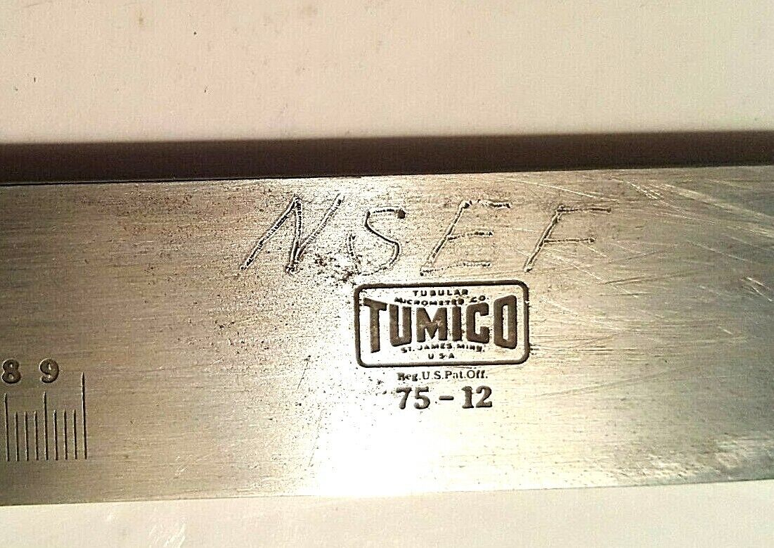 Vintage TUMICO 75-12 Vernier Caliper with Nib Style Jaws, 0-12" Range, .001"