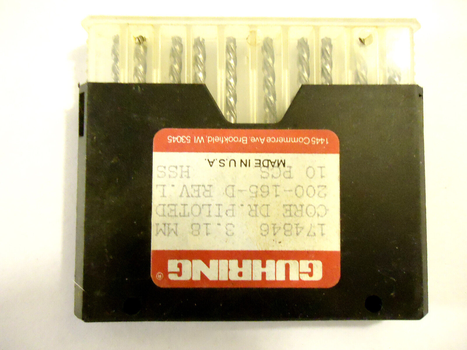 GUHRING Core Drill Bits, 10 pcs, 3.18mm (1/8”-0.1251968503937008”), Left Handed