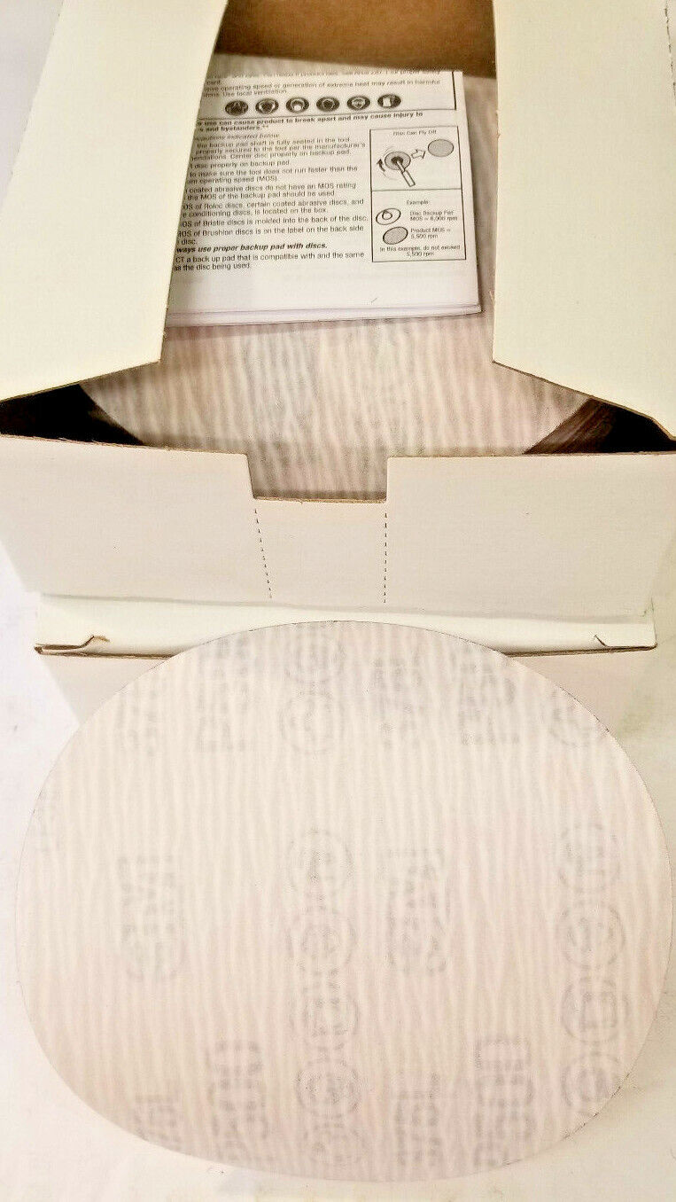 3M Hookit 5" (127mm) Film 375L Sanding Discs, 500 Grit, 100 discs, # 55706, USA