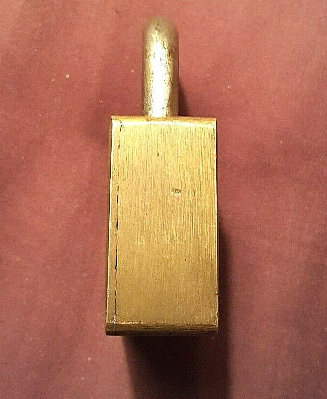 Vintage Narayan Padlock, Made in Aligarh, India w/ Key, Brass Body Steel Shackle
