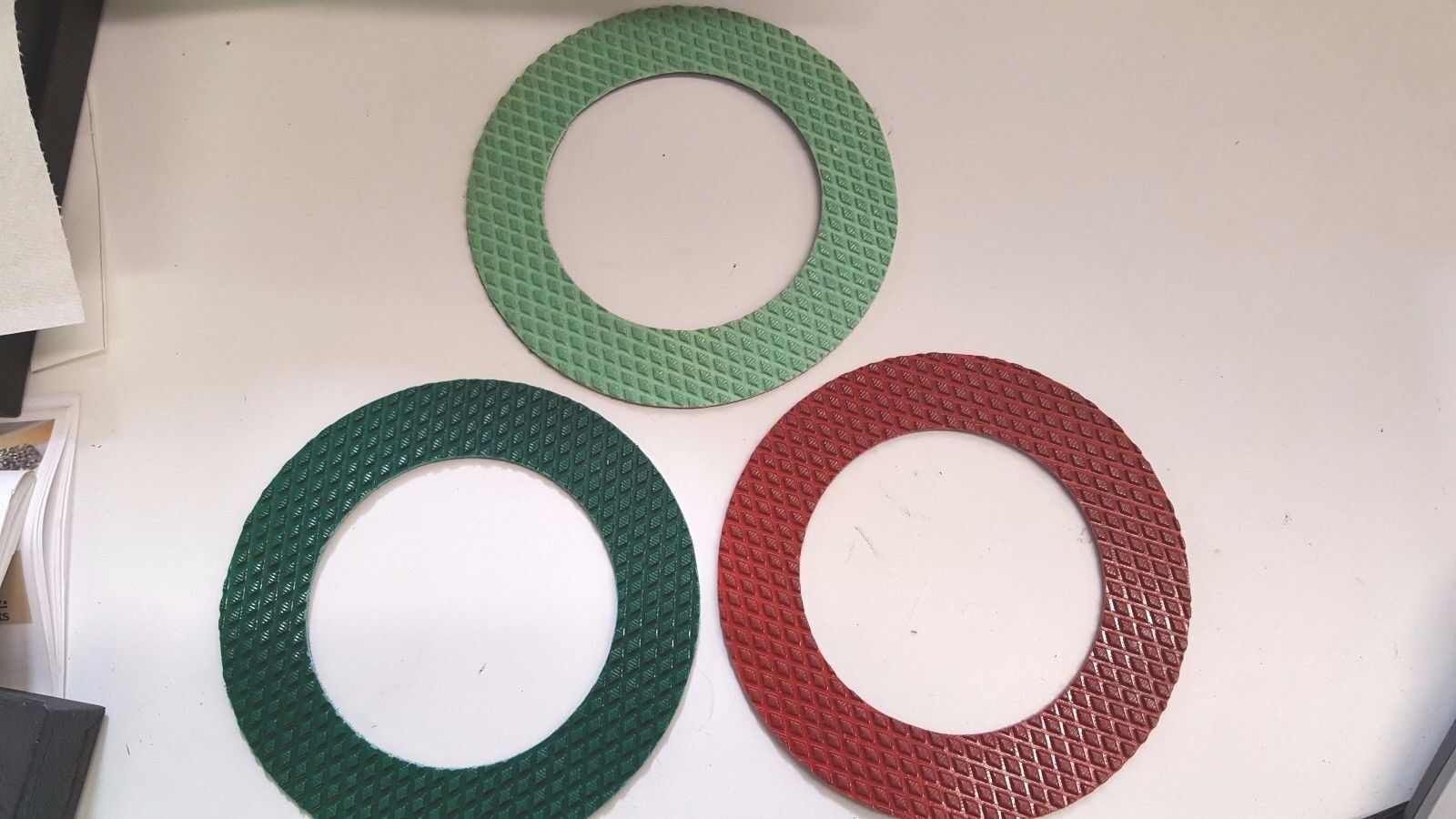 Diamond Resin Polishing Pads, 7-3/4” with 5” Arbor Hole, Hook & Loop Backing