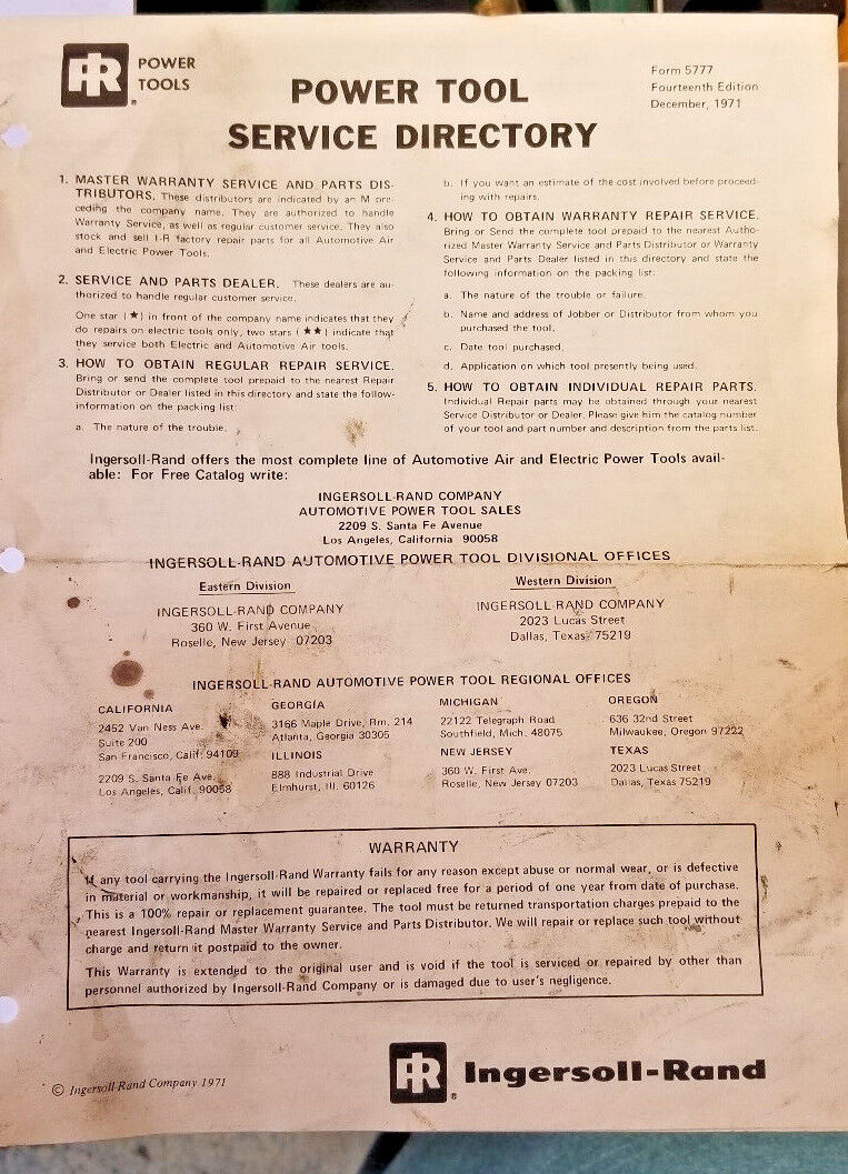 Ingersoll-Rand NO. 8205 Automotive Diagnostic Vibrator, “The Rattle Tattler”