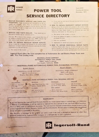 Ingersoll-Rand NO. 8205 Automotive Diagnostic Vibrator, “The Rattle Tattler”