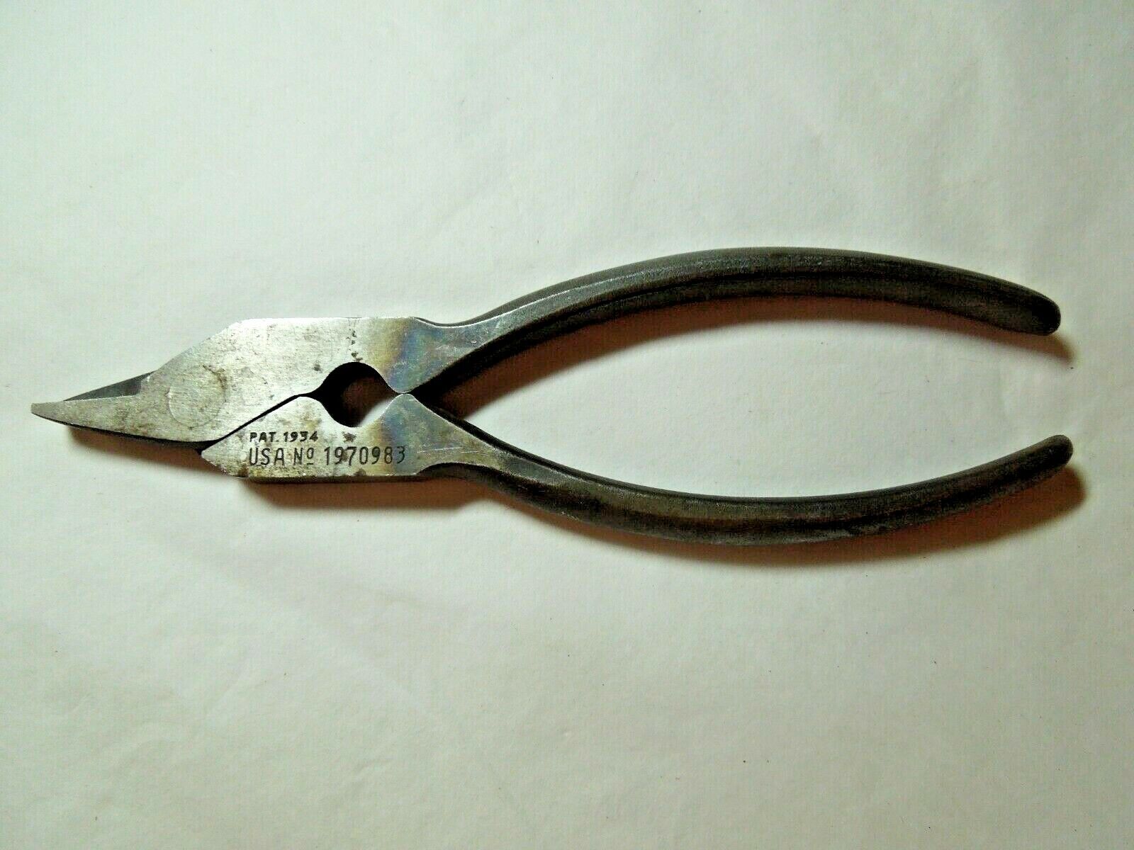 Vintage UTICA TOOLS BX100, BX Conduit Electricians Pliers, S.P.A,C., PAT. 1934