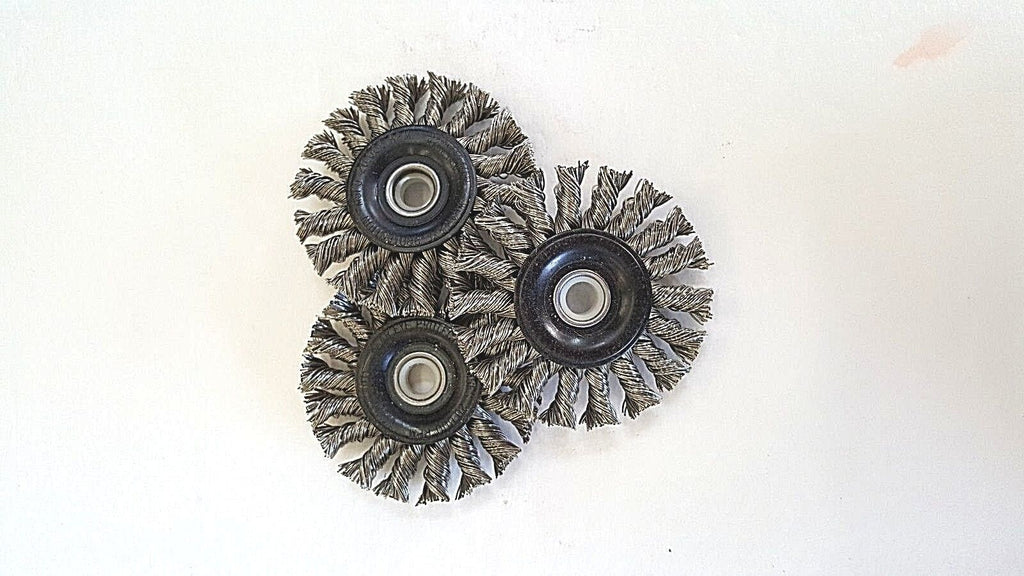 Stainless Steel 3" Twisted Wire Wheel, 1/2" to 3/8" Center Bushing,1 Pc NEW, USA
