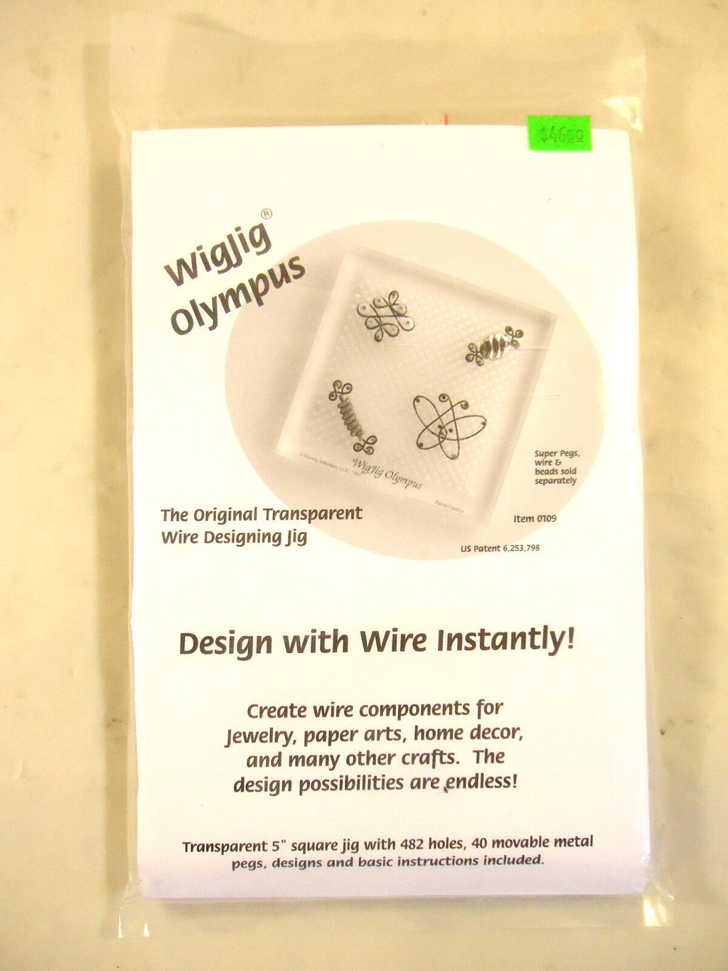 WIGJIG Olympus Transparent Jig, 5” x 5”, 482 Holes with 40 Movable Pegs, New.