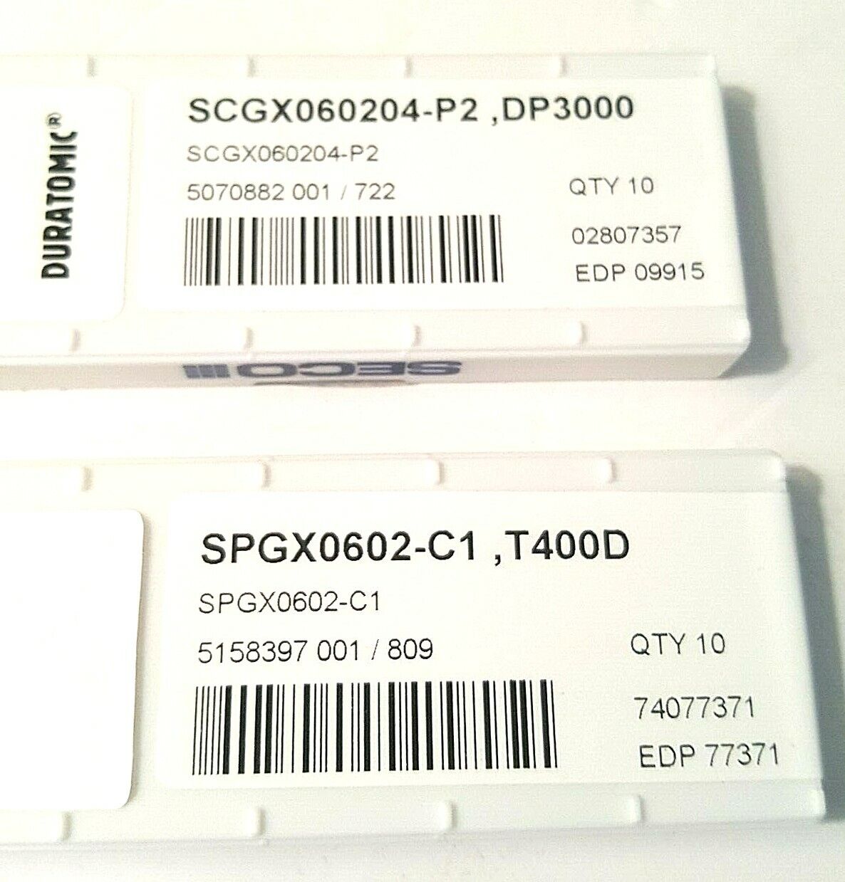SECO SCGX060204-P2 and SCGX0602-C1 Carbide Indexable Drill Inserts 9pcs. ea.