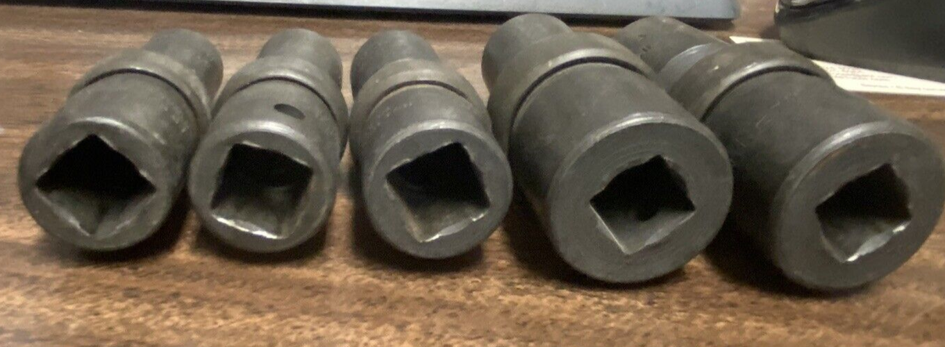 Snap-on, 5pc, 1/2” Drive, Shallow Impact Swivel Sockets, 1/2-3/4.