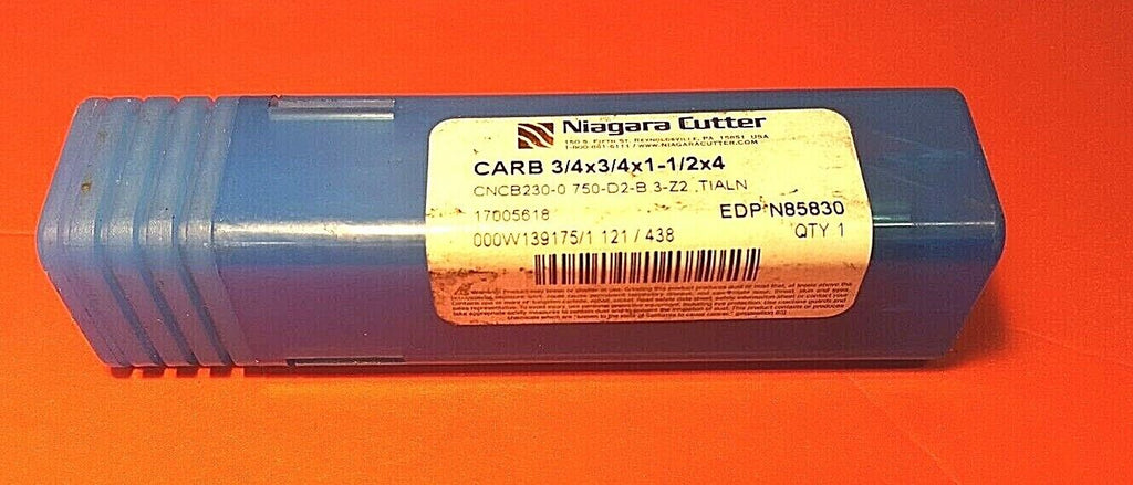 Niagara Cutter Carbide Ball End Mill 3/4"x3/4"x1-1/2" x4", 2 Flute, TIALN, NEW