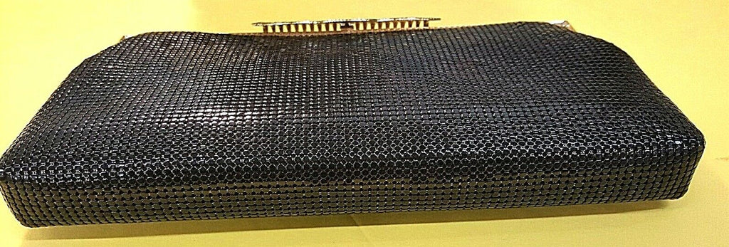 VINTAGE FAY SWAFFORD 70'S ORIGINAL BLACK MESH EVENING CLUTCH BAG, MINT