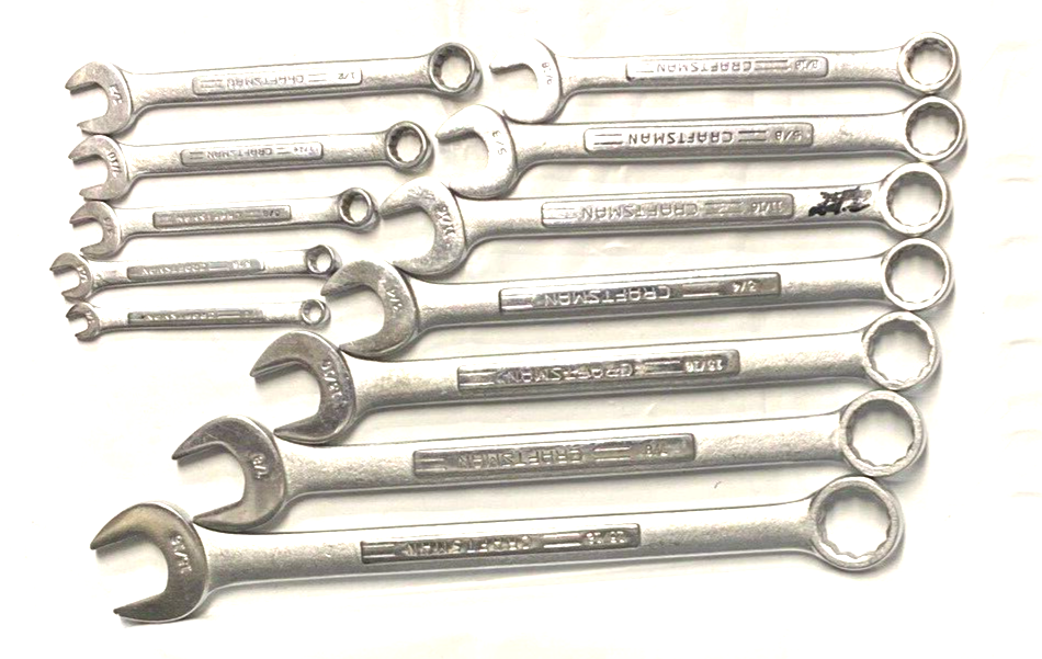 Craftsman USA 12pt Wrenches, 1/4”-15/16”.