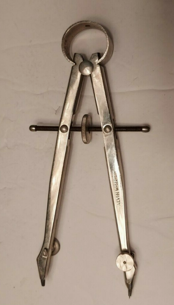 Vintage Drafting Compass No. 504 ALVIN, W. Germany, Pouch, (Plus one for Parts)