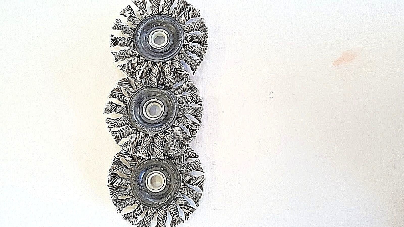 Stainless Steel 3" Twisted Wire Wheel, 1/2" to 3/8" Center Bushing,1 Pc NEW, USA