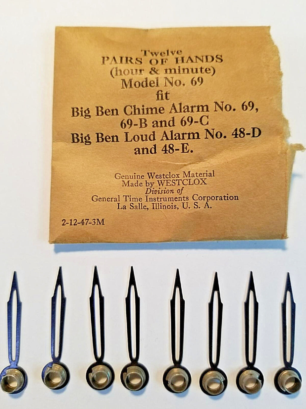 Vintage Genuine WESTCLOX Clock Hands, 9 Pairs, New