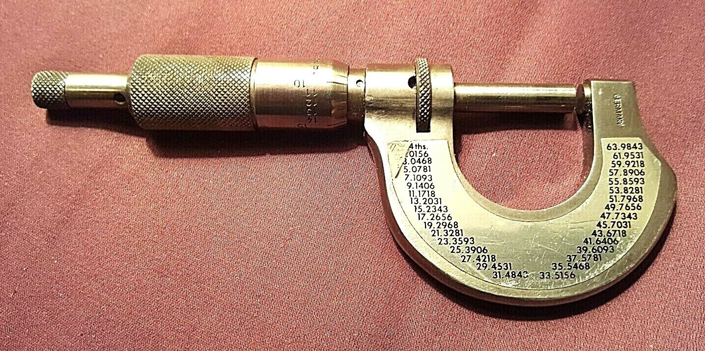 SUPREME GERMANY 0-1" OUTSIDE MICROMETER w/CASE, .001" Increments, Ratchet & Lock