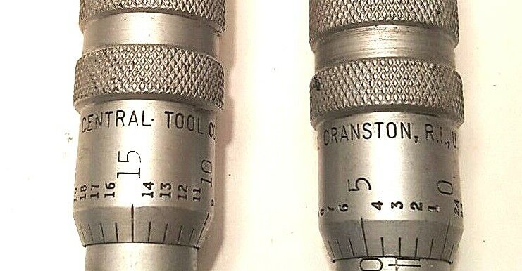 LOT OF 2 Central Tool Co. Micrometers # 22RL # 32RL,Spindle Lock, Friction Stop