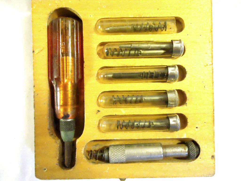Vintage VINCO Automatic Center Punch Master Kit, Wooden Box, Circa 1947, Used.