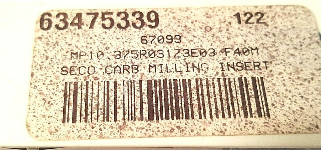 SECO Carbide MP-09512R08Z3-E03, F40M Slotting/ Milling Cutters 3/8 2pcs, Used VG