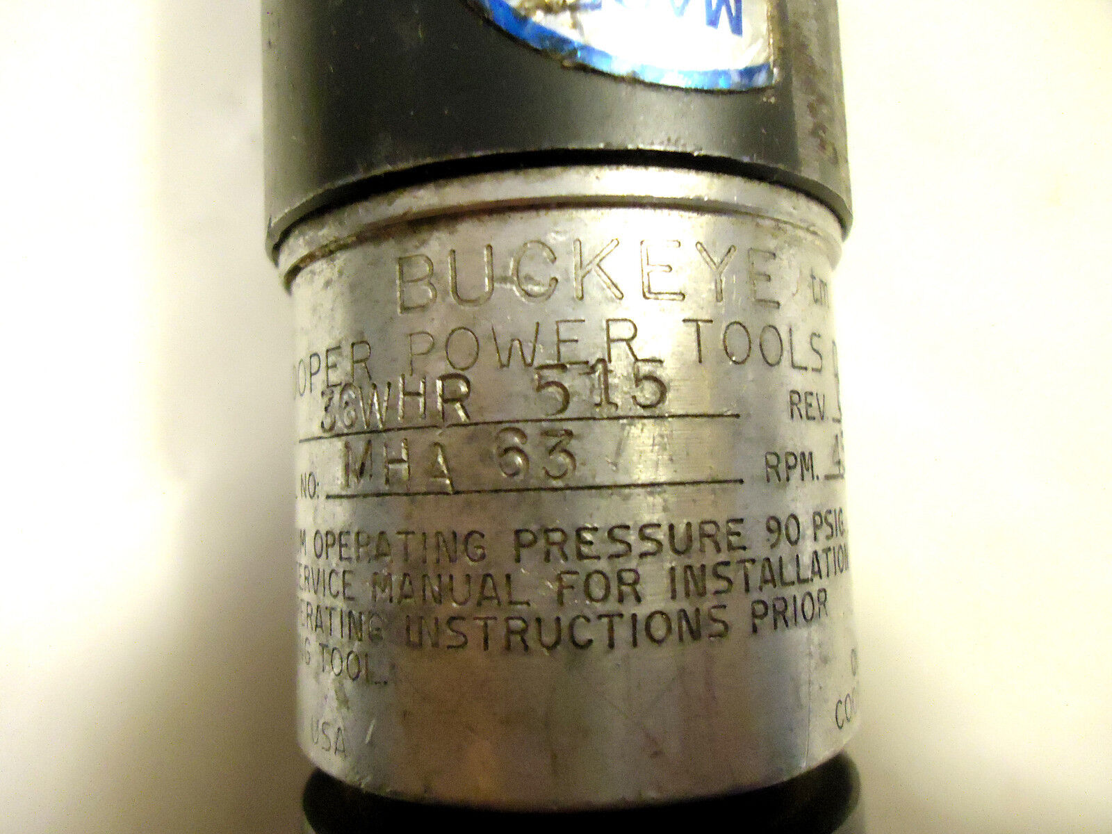 Buckeye Pneumatic 3/8” Assembly Ratchet by Cooper Power Tools, USA, Used.