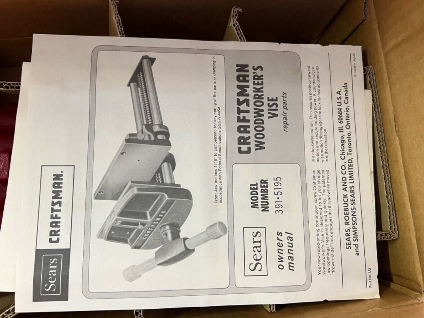 craftsman wood workers vise, new, original box, free ship