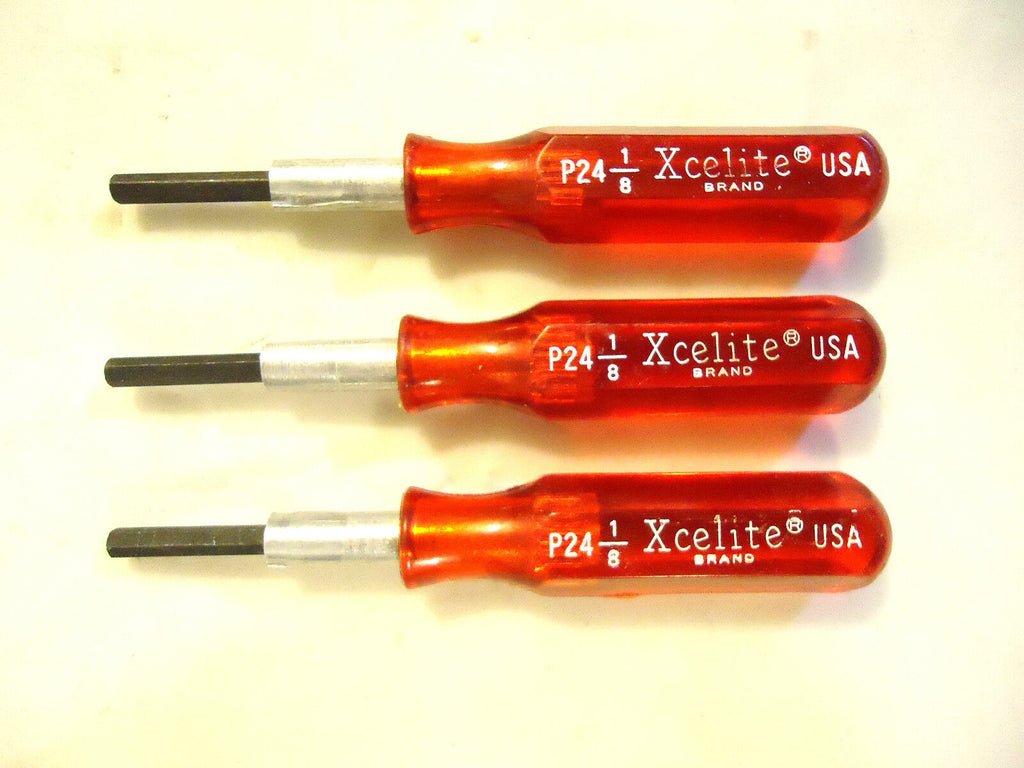 Xcelite P-24 1/8” Midget Hex Screwdriver, USA, 3pcs, NEW.