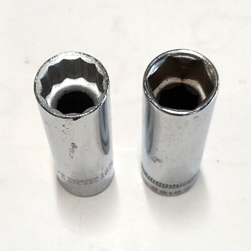 1/4  Drive 1/2 inch, 1 ea 6 & !2 Point Deep Sockets Made in USA, Assorted Brands