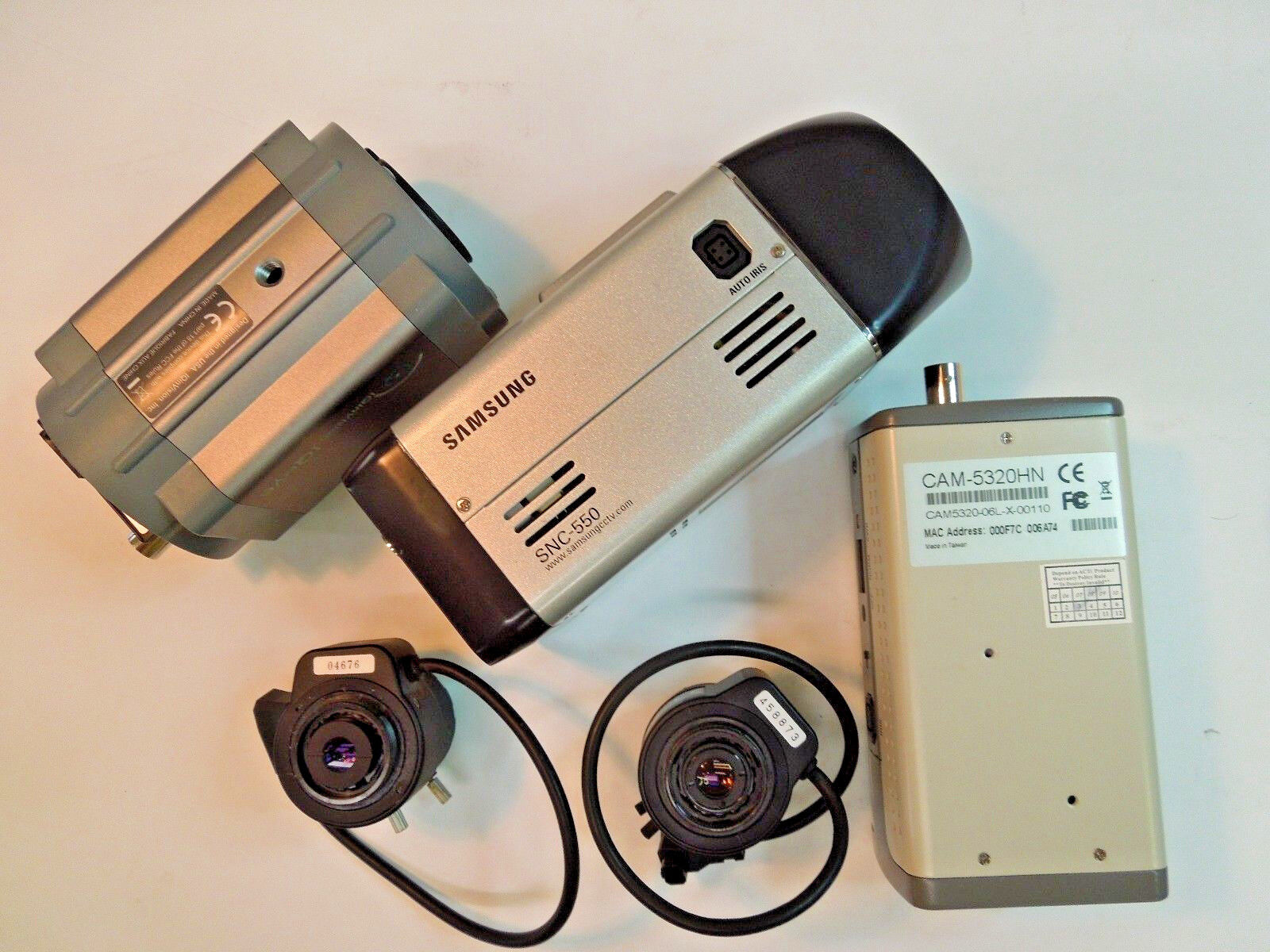 5 Pc LOT- IQeye 751; IP Box Cam 5300; Samsung SNC-550; 2 Pentax 3-8mm CCTV Lens