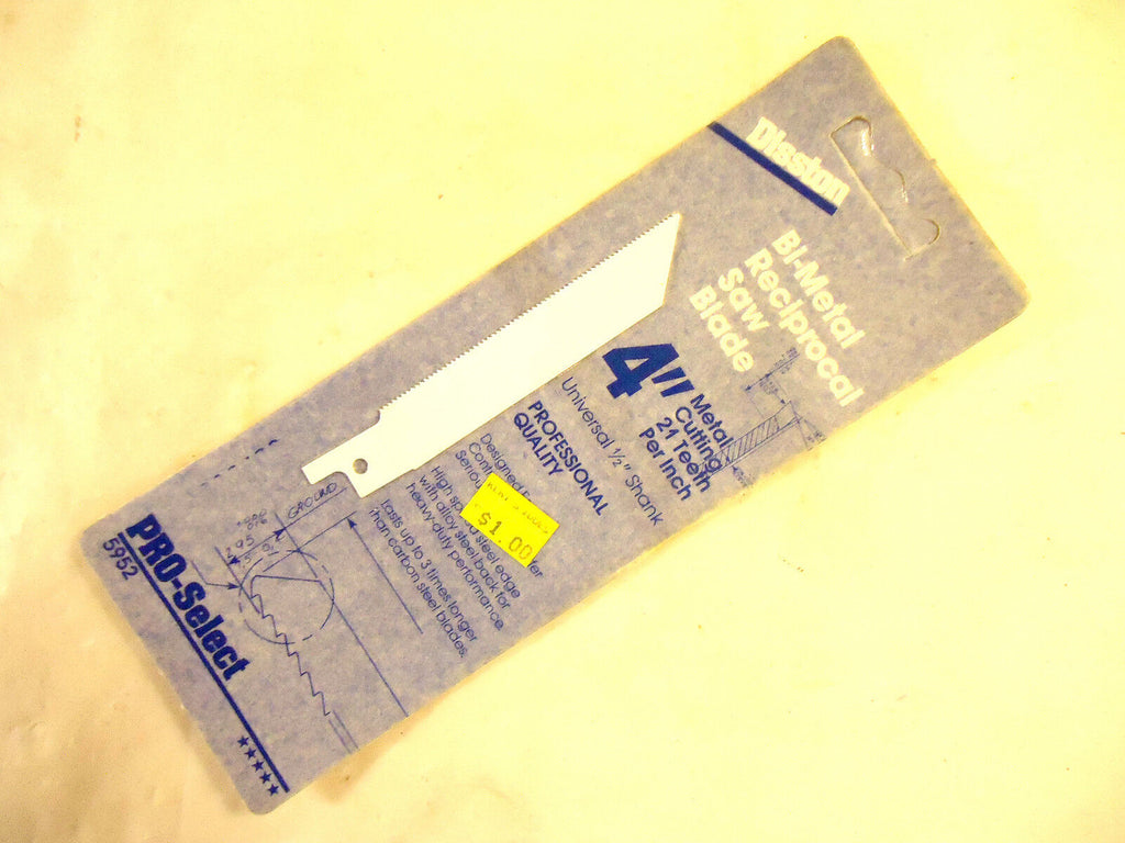 Disston Bi-Metal 4" Reciprocating Saw Blades, Universal Shank, Bi-Metal, New.