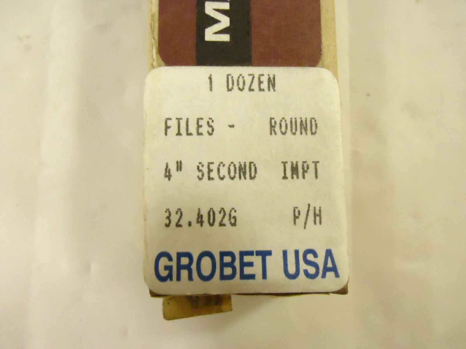 Grobet File, Mascot Div., India, 4" Long Round Files, 2nd Cut, 1 Box - 12 Files.