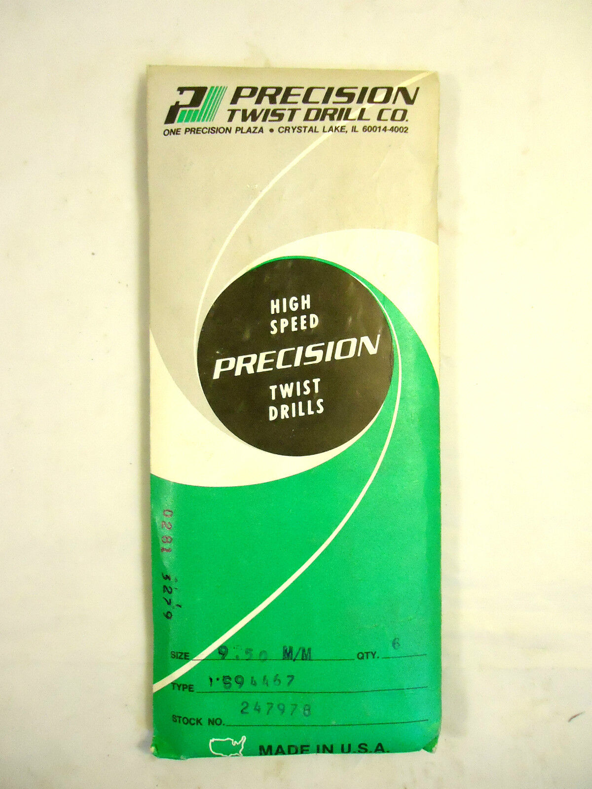 9.5 mm Drill Bits, 6 Pieces, Taper Length, Made in USA by Precision Twist Drill