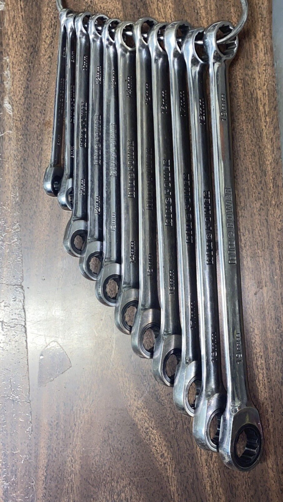 Blue Power Metric Double Box Ratcheting Wrenches 8-19mm, 12 Point.