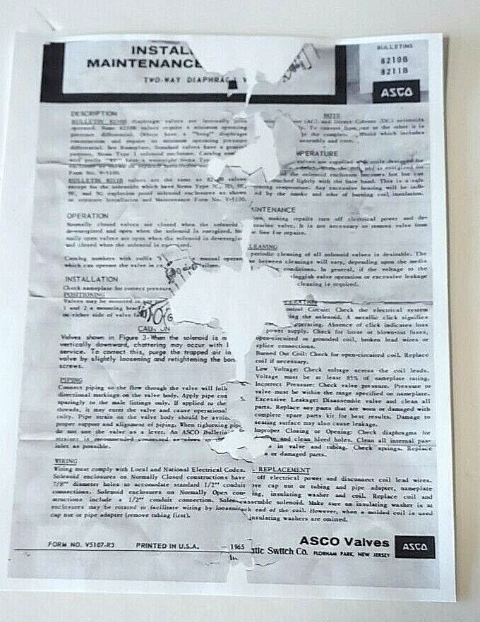 ASCO SOLENOID BRASS VALVES WP LB 8210B 93, 2pcs. - NEW/OTHER